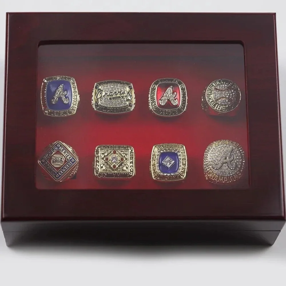 MLB / Atlanta Braves World Series Championship Rings Set with Wooden Box 8 Rings